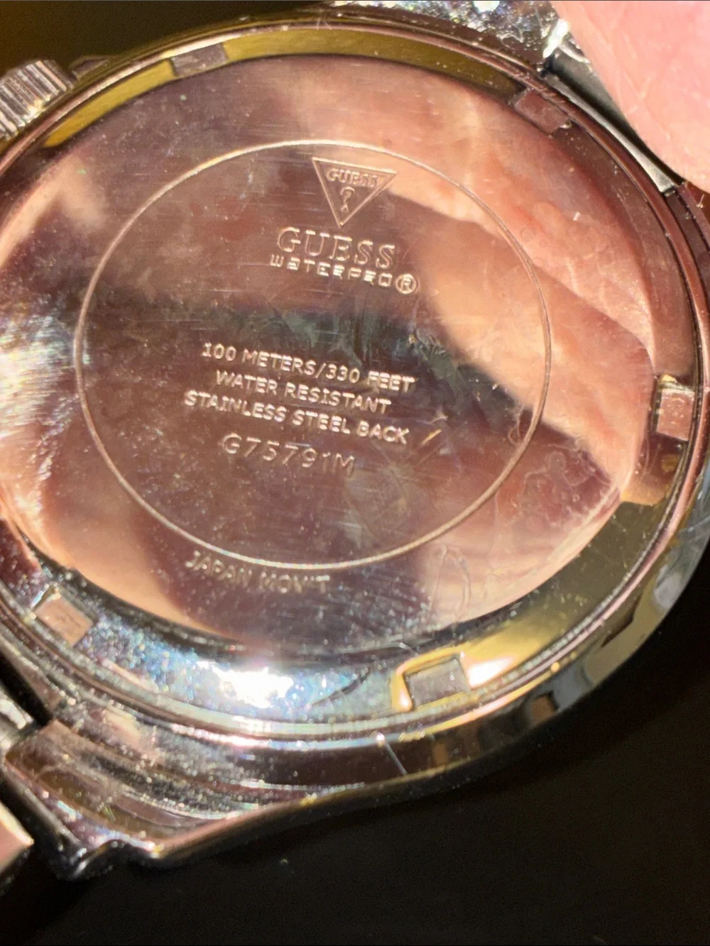 GUESS Silver Bracelet Watch with Pink Dial and Crystal Bezel-PARTS